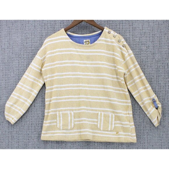 Mantaray Faithful And True Shirt Top Womens Size 14 Gold Striped 3/4 Sleeve - Picture 1 of 9